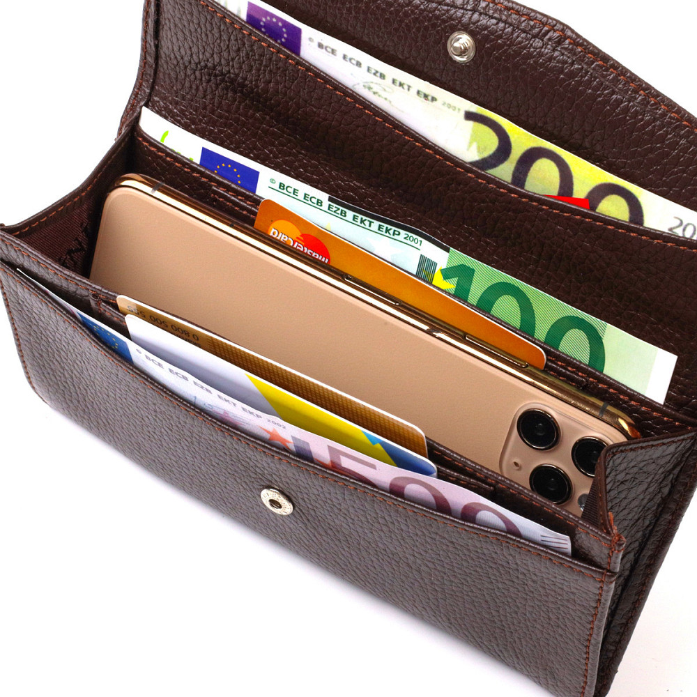 Зручне жіноче портмоне з натуральної шкіри флотар CANPELLINI 21696 Коричневе Київ - фото 6