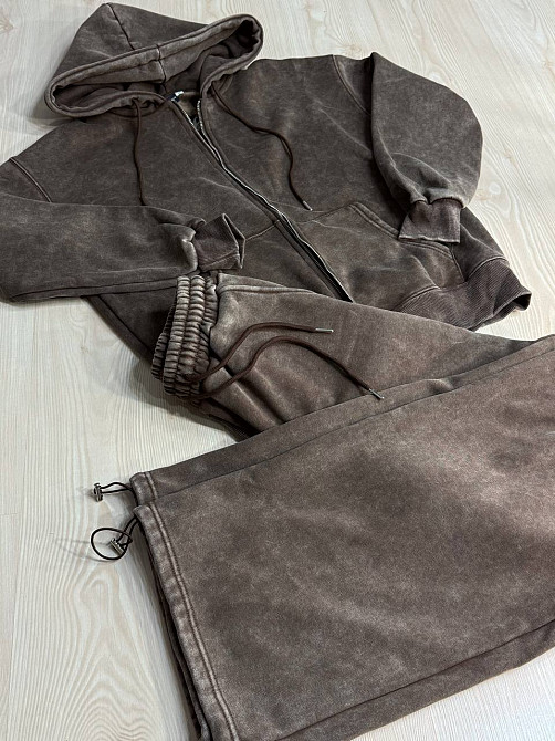 Костюм жіночий Joy One 2166-11 утеплений варений худі зі штанами палаццо коричневий, коричневий, M Київ - фото 2