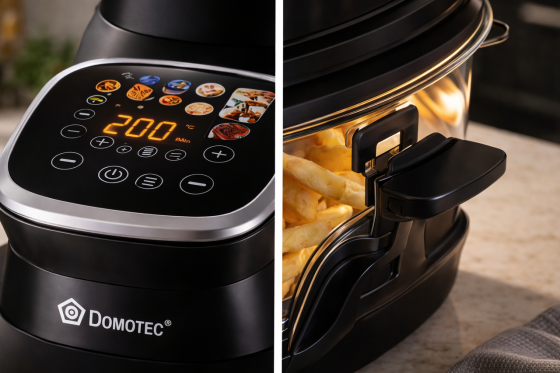 Аэрофритюрница DOMOTEC MS-3227 7л 4600Вт, стеклянная чаша, сенсорный экран, автоматические программы, черная Одесса