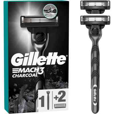 Бритва Gillette Mach3 Charcoal Деревне вугілля З 2 змінними картриджами (8700216074308) Вінниця