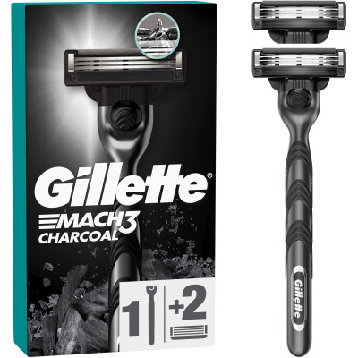 Бритва Gillette Mach3 Charcoal Древесный уголь С 2 сменными картриджами (8700216074308) Винница - изображение 1