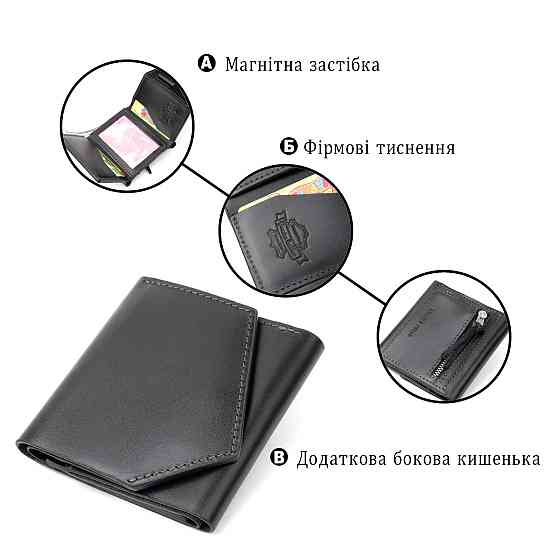 Портмоне карманное 11336 Grande Pelle Черное Киев