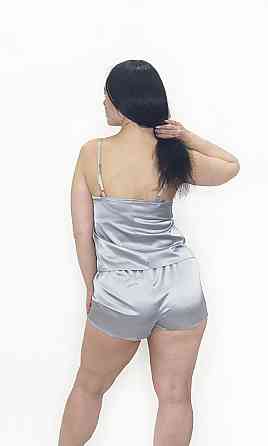 Пижама женская шелковая с шортами Серый L Харьков