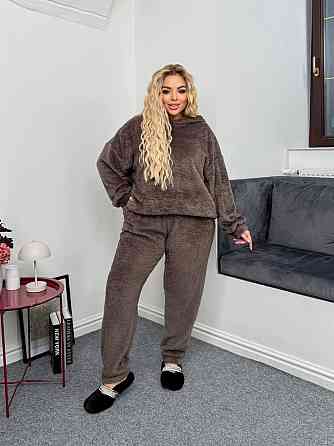 Женская уютная пижама двойка с капюшоном двусторонняя махра. Мокко, 50/52 Одесса