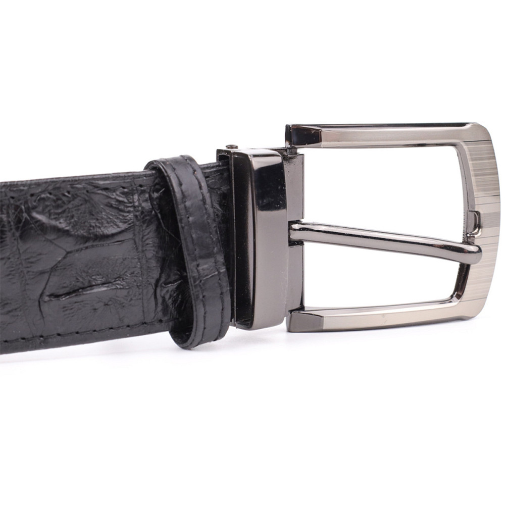 Ремень классика из натуральной кожи крокодила CROCODILE LEATHER 18018 Черный Киев - изображение 8