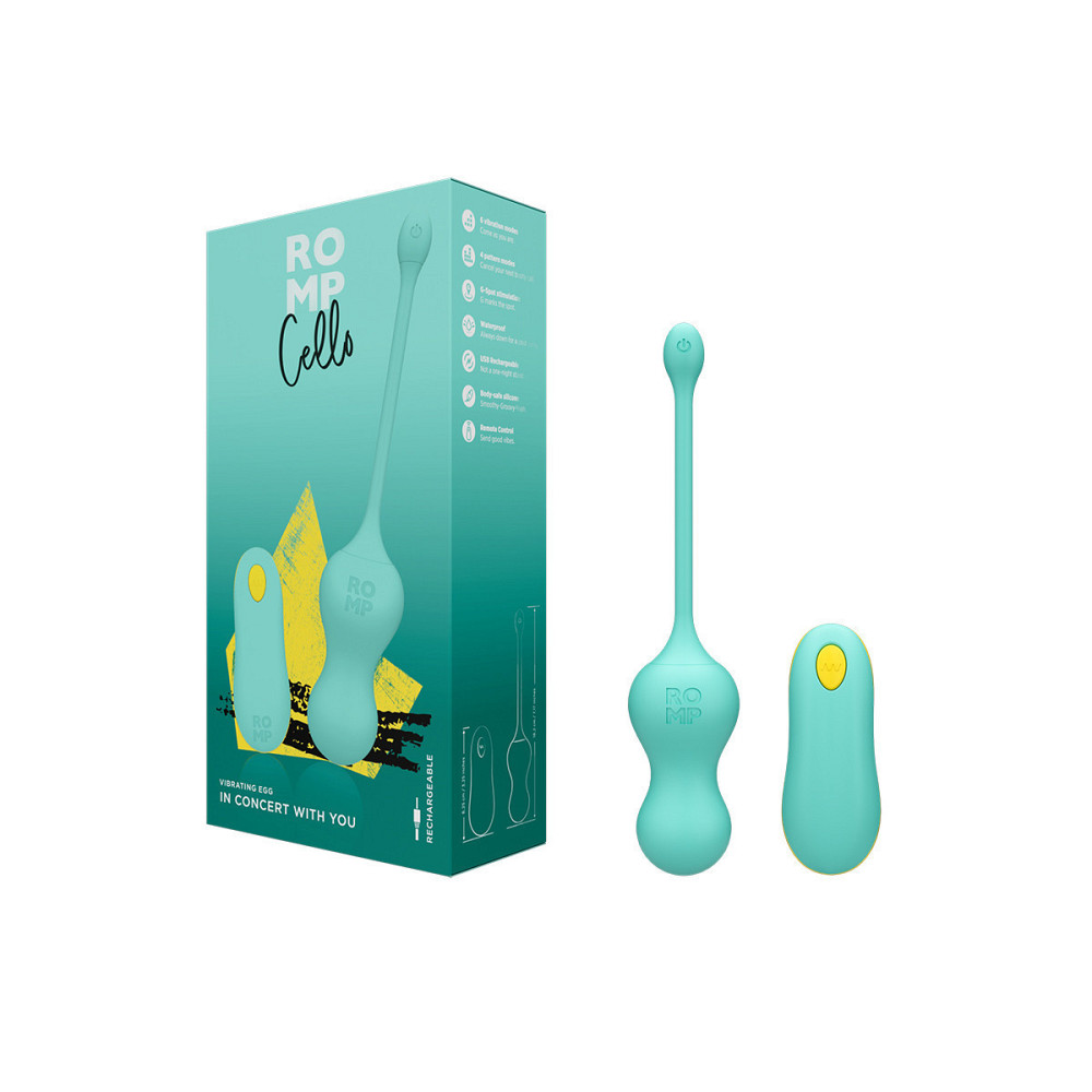 Виброяйцо с дистанционным пультом управления Romp Cello, бирюзовый Sex Aura Киев - изображение 1