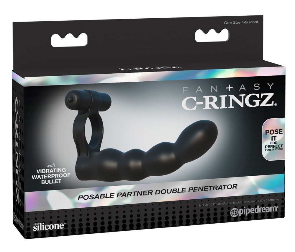 Насадка на член для подвійного проникнення з віброкільцем Posable Partner Double Penetrator Sex Aura Київ - фото 1