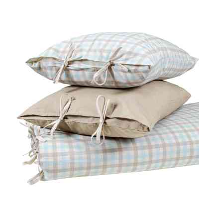 Постільна білизна Home Line Клітинка кухонна бежево-бірюзовий/бежевий, бязь, полуторний (184229) Вінниця