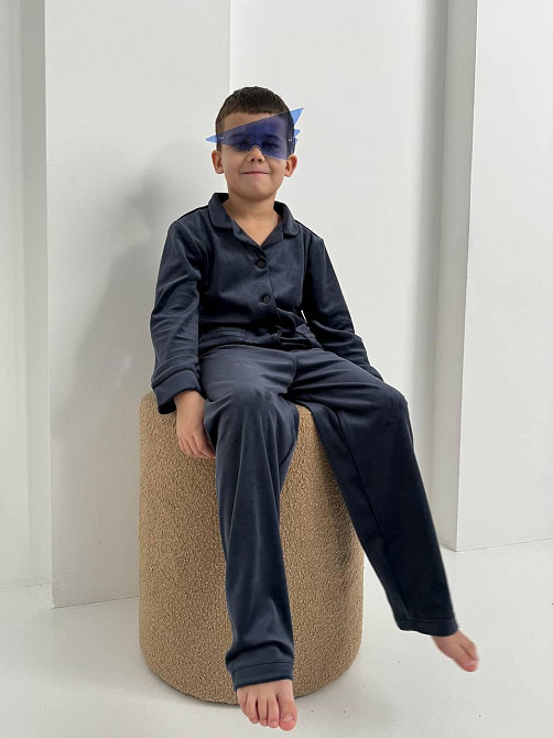 Дитяча велюрова тепла піжама дві кишені Графітовий ч/к 134-140 Харків - фото 5