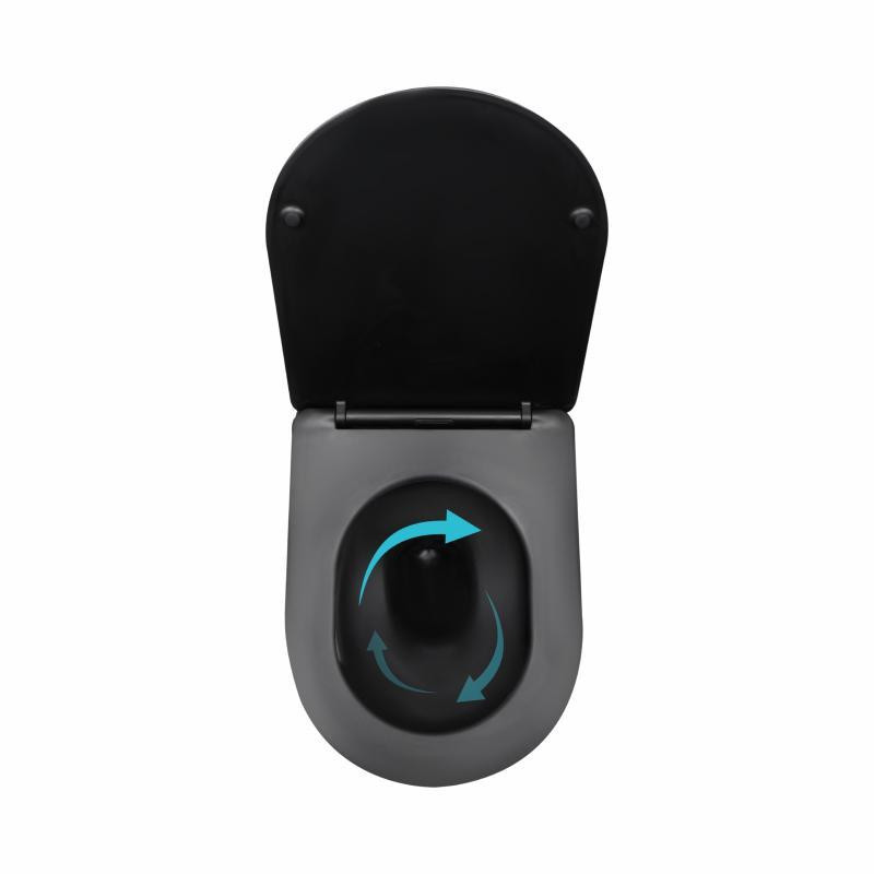 Унитаз подвесной Qtap Taurus Ultra Quiet 515×360×350 мм, Matt Black, с сиденьем Slim Duroplast / Soft-close / Quick Release Киев - изображение 6
