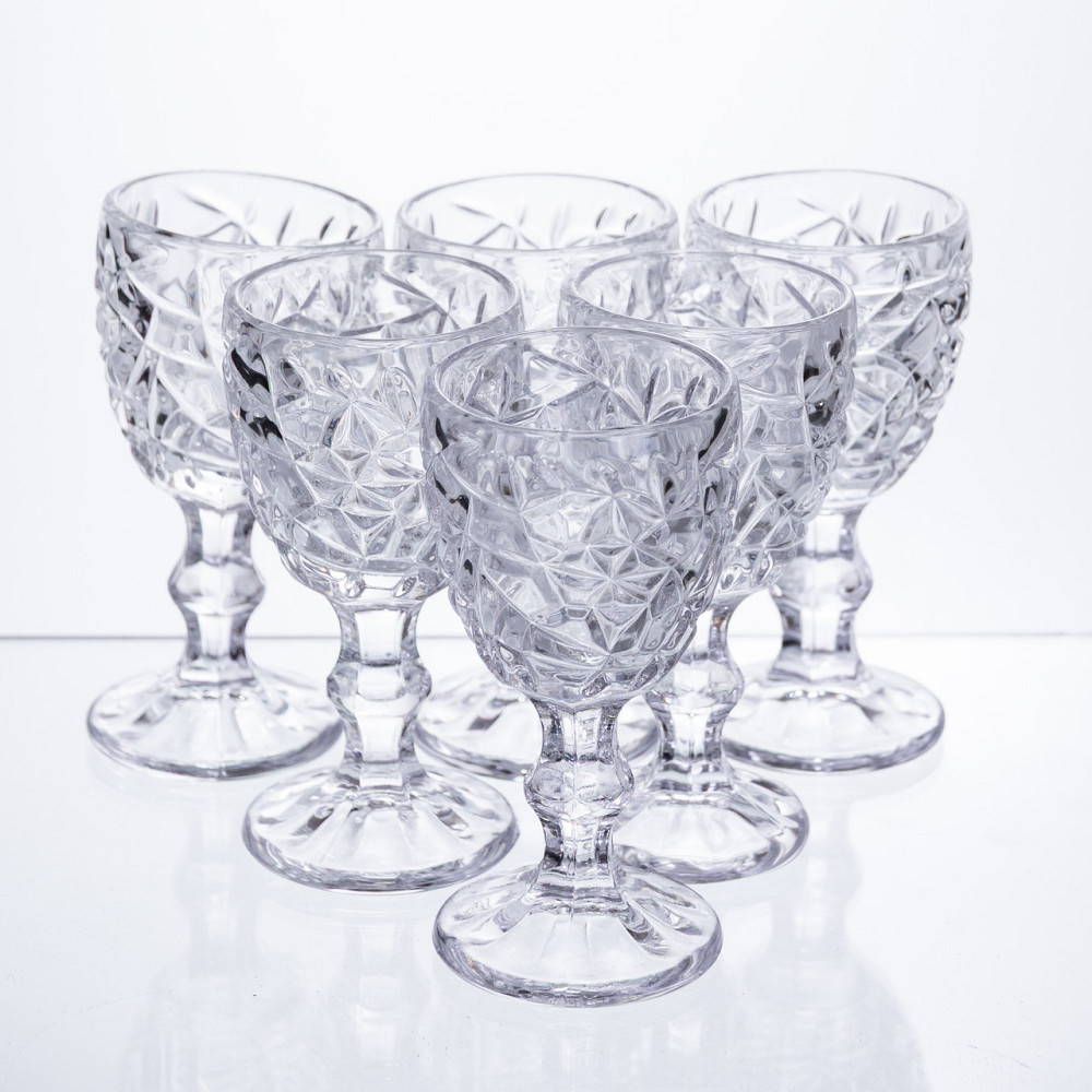 Набір чарок на ніжці 6 штук 50 мл для горілки наливки подарункові чарки скляні HP-19-170 Київ - фото 1