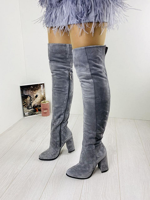 Nivelle Ботфорти жіночі NIVELLE сірі натуральна замша 50см висота 9см каблук (5154/48) Коломия - фото 8