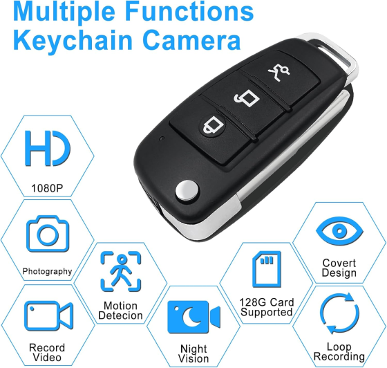 Мінікамера UYIKOO CK820 у формі брелока 1080P Full HD, нічне бачення, датчик руху, запис microSD до 128 ГБ Київ