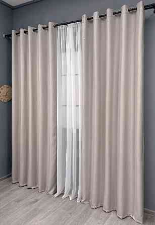 Комплект штор на люверсах VR-Textil Блэкаут двусторонний Scandi № 1901ш Светло-бежевый 150х250 см 2 шт (37-0309) Киев