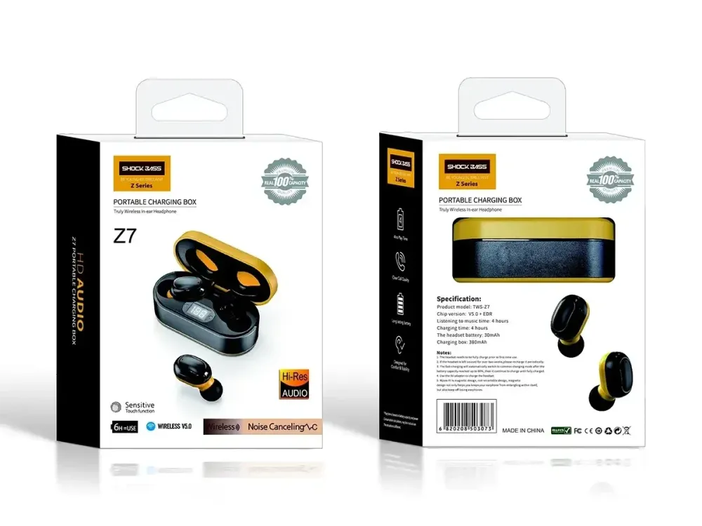 Гарнітура Double з кейсом Bluetooth Shock Bass TWS-Z7 Одеса - фото 3