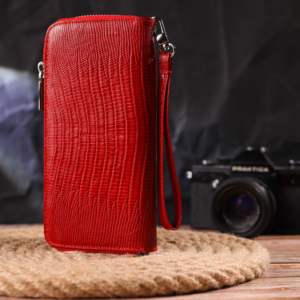 Оригинальный кошелек для женщин из натуральной фактурной кожи CANPELLINI 21613 Красный Киев - изображение 2