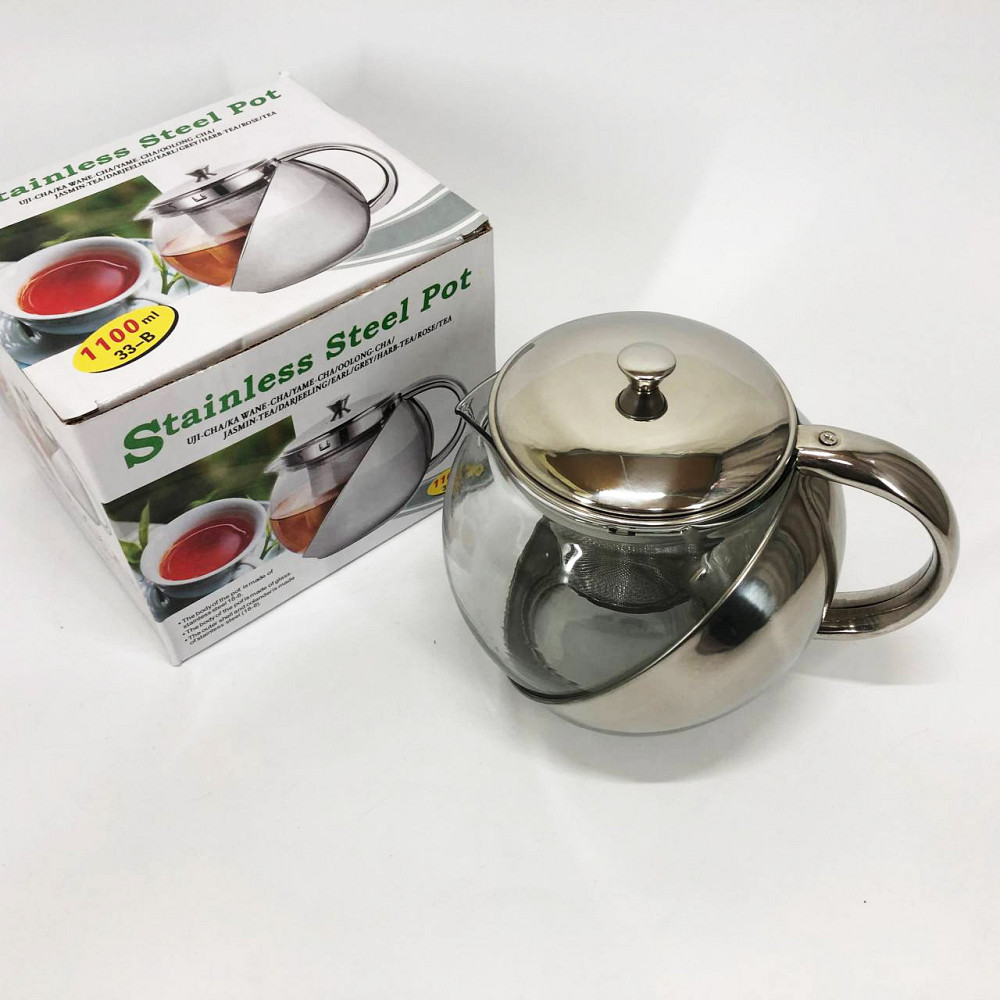 Скляний чайник з фільтром для заварювання чаю UNIQUE UN-1164 1.10 л, Заварний чайник скляний з ручкою HR-15 Львів - фото 8