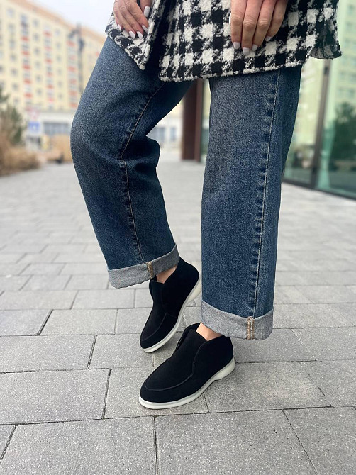 Лоферы женские GREMMY черные из натуральной замши с белой подошвой размер 36-41 (207/1) Коломыя - изображение 4