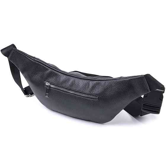 Удобная сумка-бананка унисекс из натуральной кожи Shvigel 22824 Черная Киев