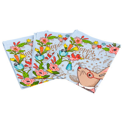 Рушник Руно Набір вафельних Великодній Зайчик блакитний 45х60 см 3 шт (710Т_ Пасхальний Зайчик блакитний) Вінниця - фото 1