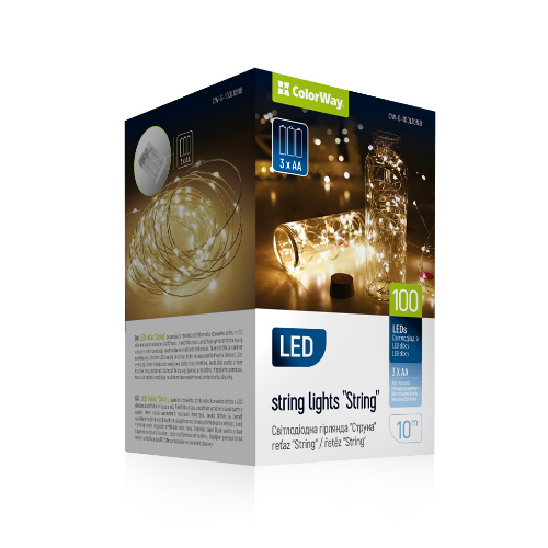 Світлодіодна гірлянда струна 100 Led 10м теплий колір (батарейки 3*AA) CW-G-100L10NB ColorWay Житомир - изображение 9