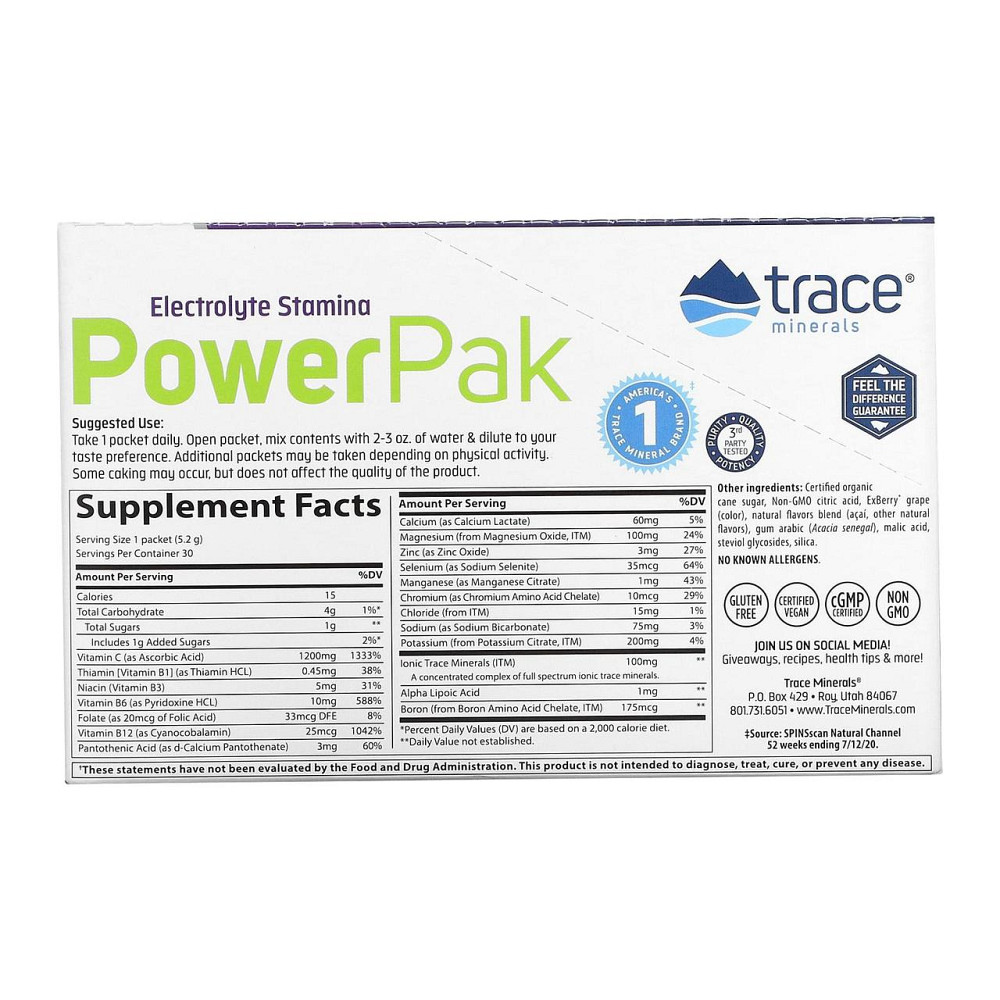 Электролиты Trace Minerals Research Electrolyte Stamina Power Pak 30 пак ягоды асаи Киев - изображение 2