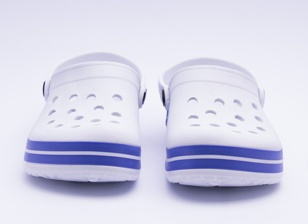 Кроксы белые женские, сабо медицинские, синяя окантовка Одесса - изображение 12