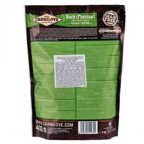 Корм сухий Carnilove Cat Hairball Controll для дорослих котів для виведення шерстяних грудочок з качкою та фазаном 400 г Київ