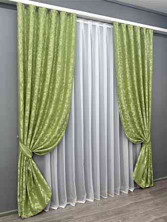 Комплект готових штор VR-Textil Жакард Вензель № 297ш Салатовий 200х270 см 2 шт (32-311) Київ