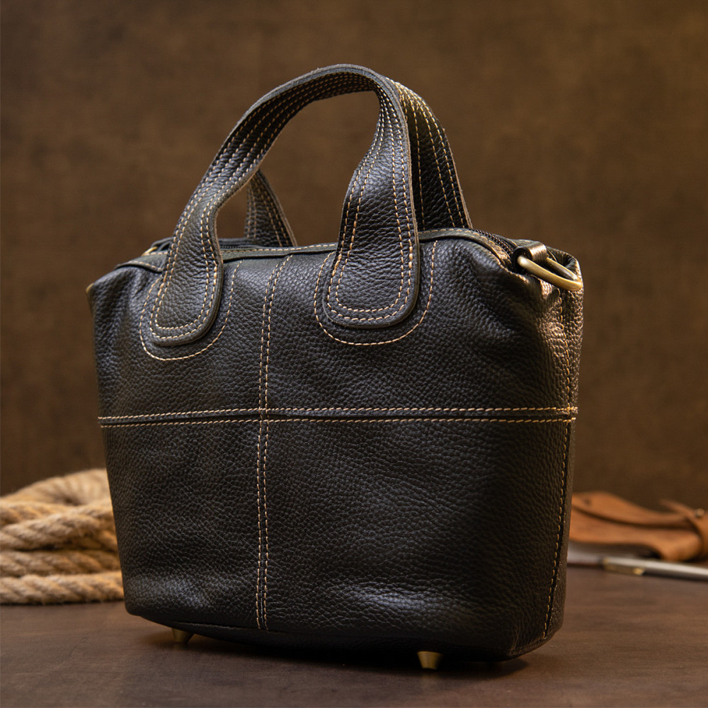 Сумка жіноча на блискавці флотар Vintage 20407 Чорна Київ - фото 7