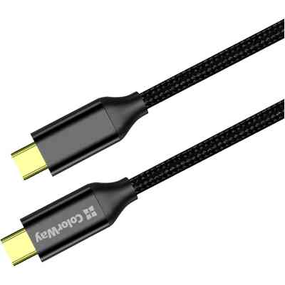 Дата кабель USB-C to USB-C 1.0m USB3.2 (20Gbps 4K PD100W) Gen2 5А black ColorWay (CW-CBPDCC062-BK) Вінниця