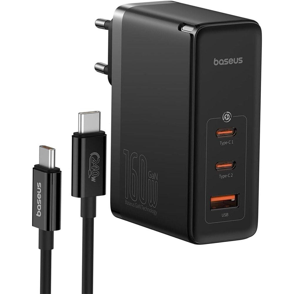 Мережевий зарядний пристрій з кабелем Baseus GaN5 Pro Digital Fast Charger 2C+U 160W Cluster Black (With Superior Charging Data Київ - фото 8