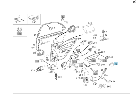Mercedes-Benz  A2207370914 Кронштейн - тримач внутрішньої ручки закриття задніх лівих дверей S-class short W220 S-class long V220 Одесса
