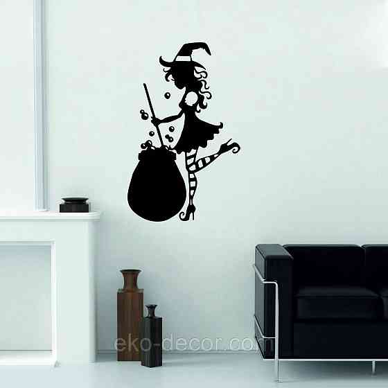 Декоративное настенное 3D Панно «Ведьма», Декор на стену с объемом 70*44 см, Черный Киев