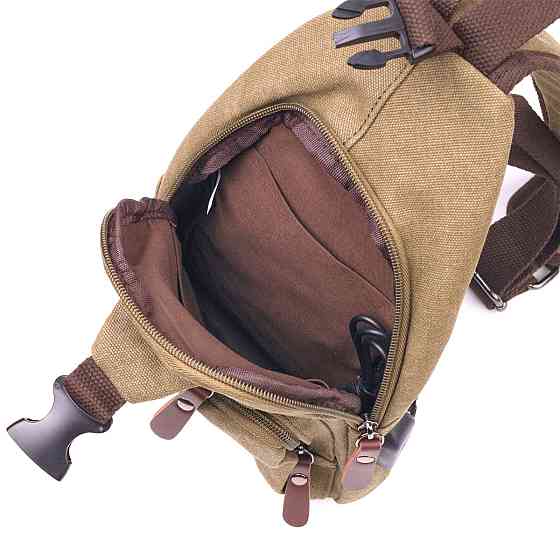 Сумка через плечо с USB кабелем мужская из плотного текстиля 21223 Vintage Оливковая Киев