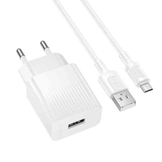 Мережевий зарядний пристрій з кабелем BOROFONE BAS71A Source single-port charger set(Micro) White Одеса