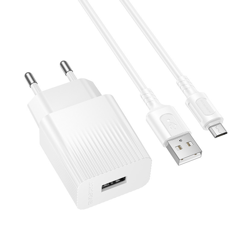 Мережевий зарядний пристрій з кабелем BOROFONE BAS71A Source single-port charger set(Micro) White Одеса - фото 1