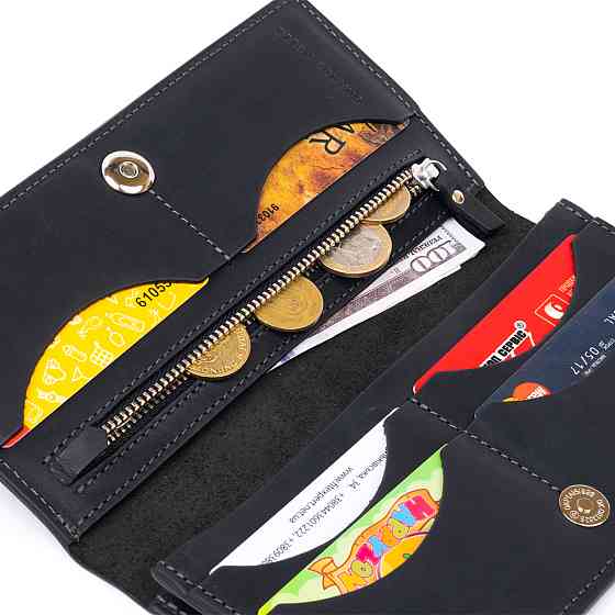 Вертикальний гаманець матовий на магнітній кнопці GRANDE PELLE 11313 Чорний Київ