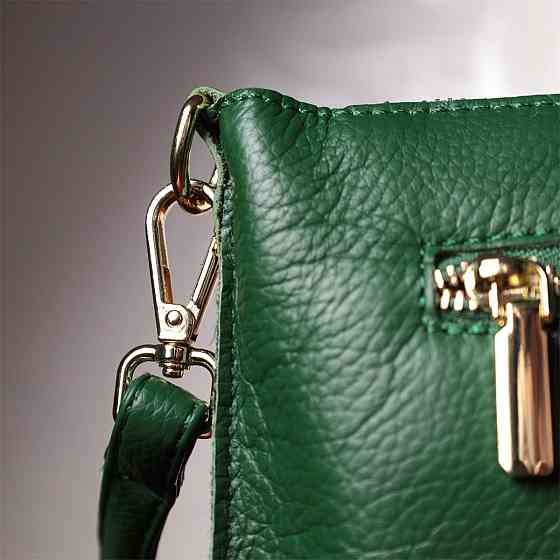 Оригінальна жіноча сумка-клатч із двома ременями з натуральної шкіри Vintage 22647 Зелена Київ