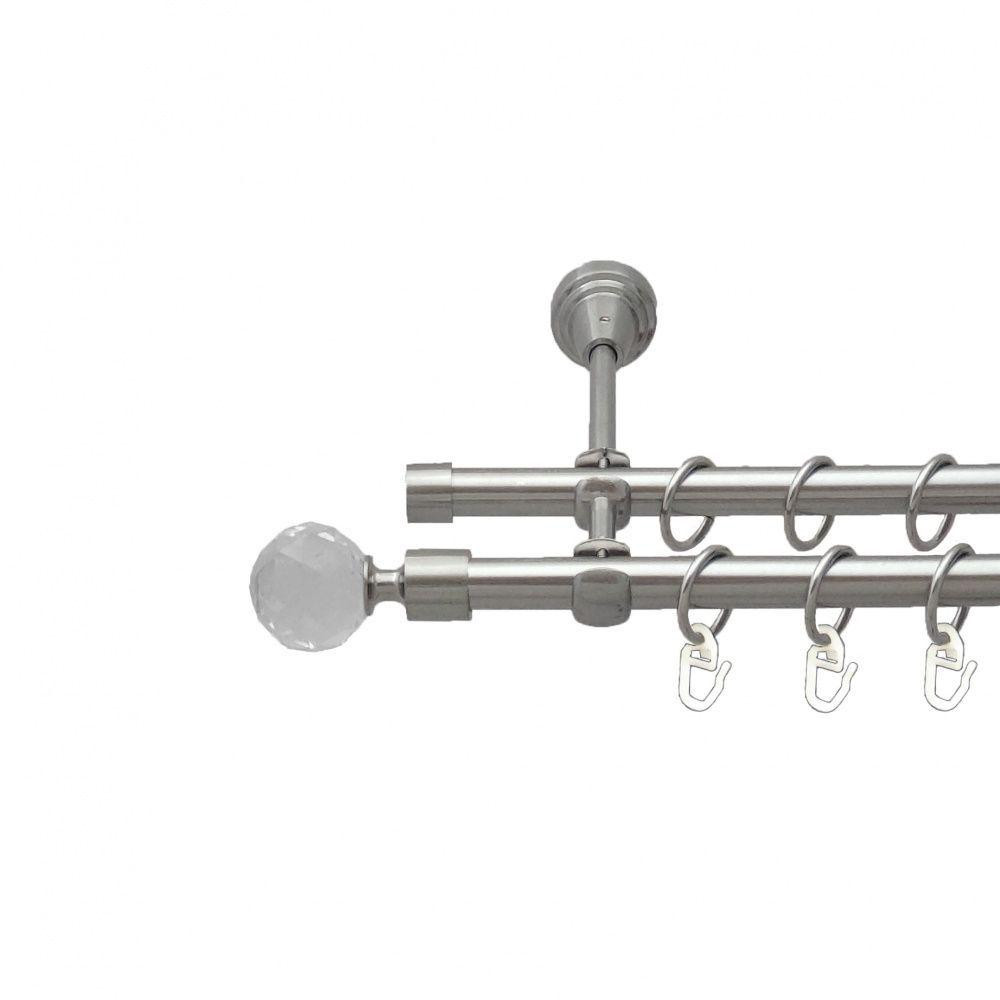 Карниз Orvit Люміера металевий дворядний відкритий гладка труба кільце металеве Нержавіюча Сталь 16\16 мм 300 см (00-00013637) Львів - фото 1