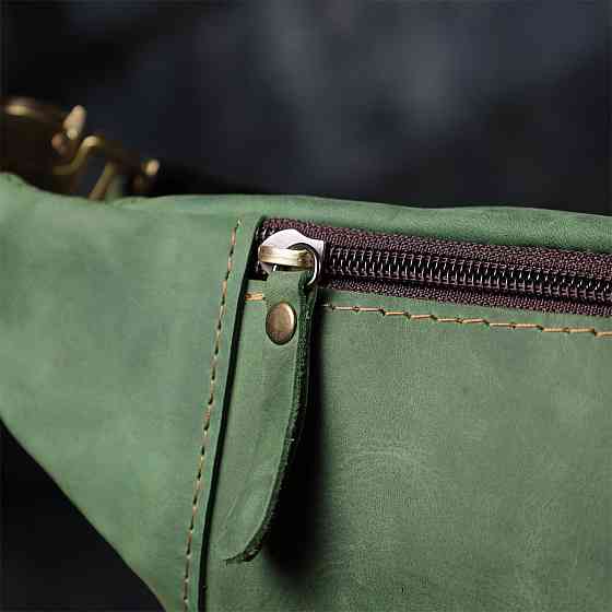 Модная сумка-бананка для мужчин из натуральной винтажной кожи Shvigel 23124 Зеленый Киев