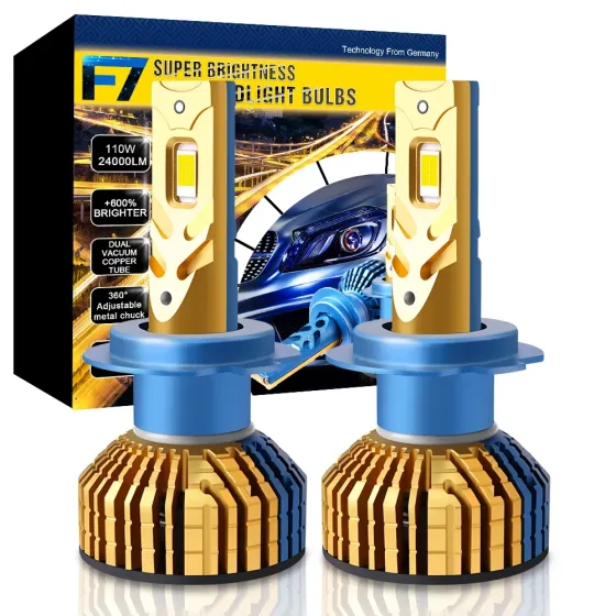 Світлодіодні лампи для фар XENPLUS 2PCS F7 H4 H7 H11 9005 9006 120W 24000LM 6500K Протитуманні фари. Київ