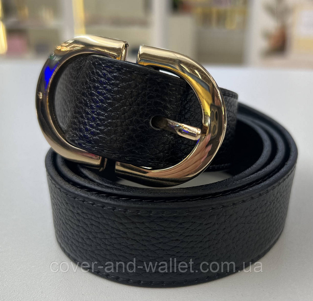 Классический кожаный женский ремень с золотистой пряжкой 30 мм PS Leather Киев - изображение 5