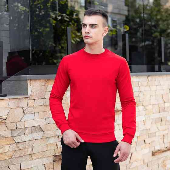 Світшот чоловічий однотонний червоний Pobedov 001 Київ