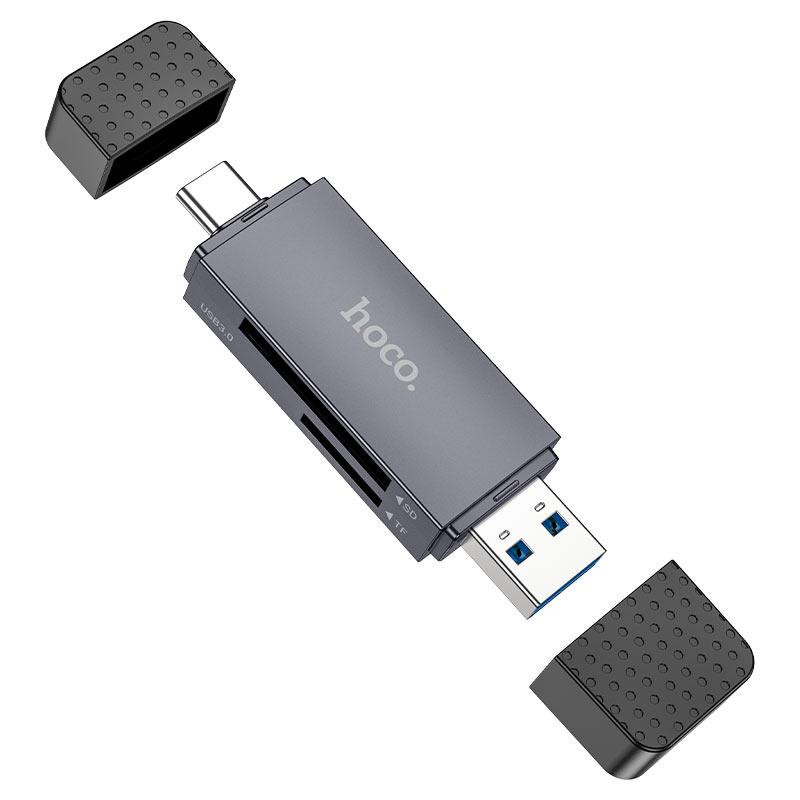 Кардрідер HOCO HB45 Spirit 2-in-1 USB/Type-C 3.0 card reader Metal gray Київ - фото 2