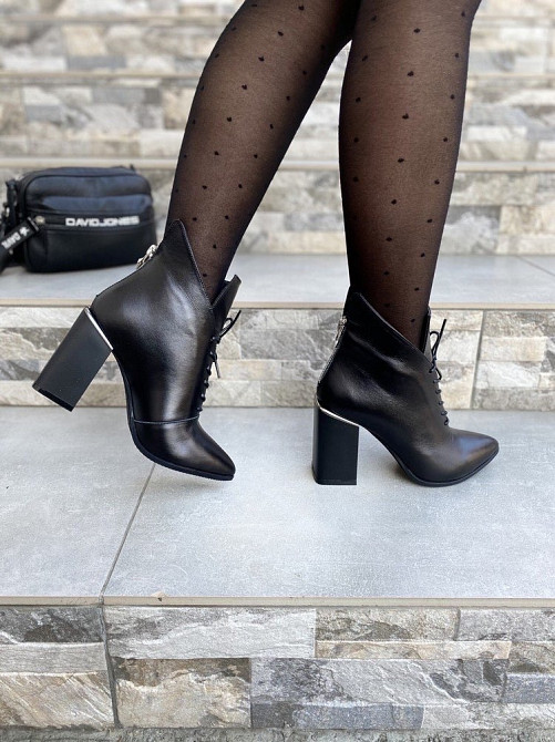 Wright Черевики жіночі WRIGHT чорні натуральна шкіра каблук 10см 35р.36р.37р.38р. (4190) Коломия - фото 4