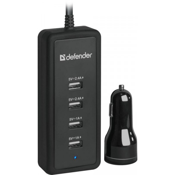 Автозаряджання 5xUSB 45 W (1 + 4 USB-A) ACA-02 5V/9.2A Defender (83568) Київ - фото 2
