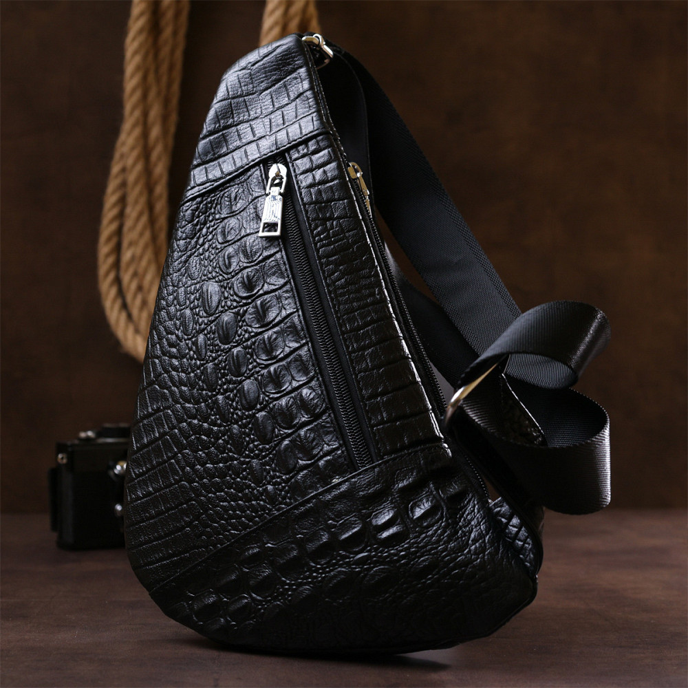 Мужская сумка из натуральной кожи через плечо Vintage 20489 Черный Киев - изображение 3