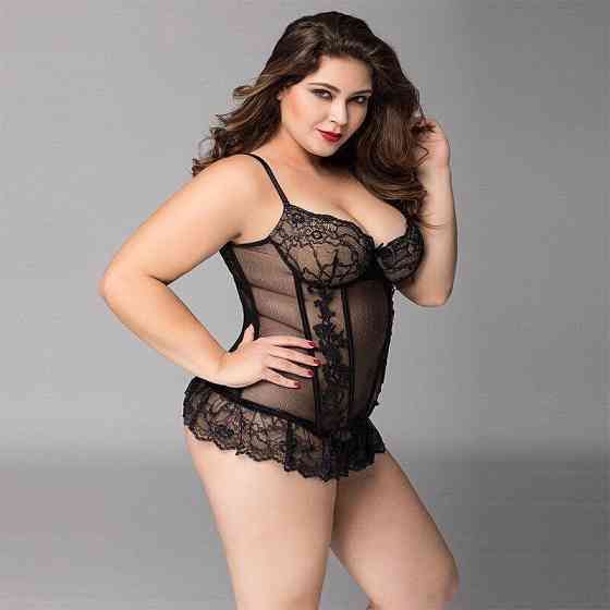Мереживний корсет JSY «Сексуальна Белла» Plus Size Black, дрібна сітка, гіпюр, чашки з кісточками Sex Aura Київ