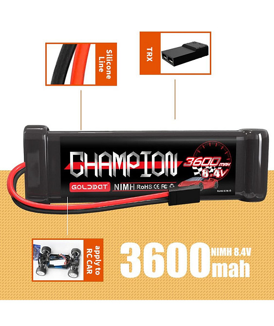 GOLDBAT 8.4V 3600mAh NIMH акумулятор з Tamiya роз'ємом для RC авто, бота та баггі Київ - фото 6